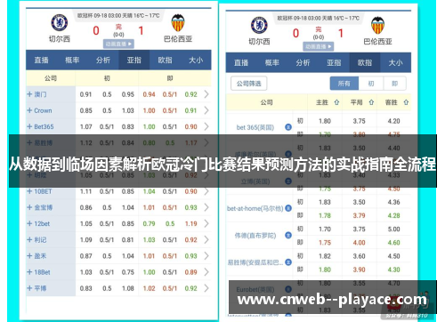 从数据到临场因素解析欧冠冷门比赛结果预测方法的实战指南全流程 从数据到临场因素解析欧冠冷门比赛结果预测方法的实战指南全流程