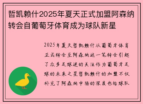 哲凯赖什2025年夏天正式加盟阿森纳转会自葡萄牙体育成为球队新星