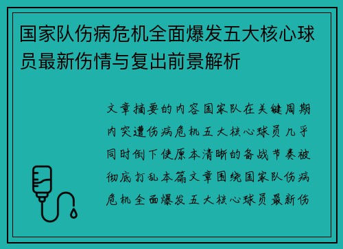国家队伤病危机全面爆发五大核心球员最新伤情与复出前景解析